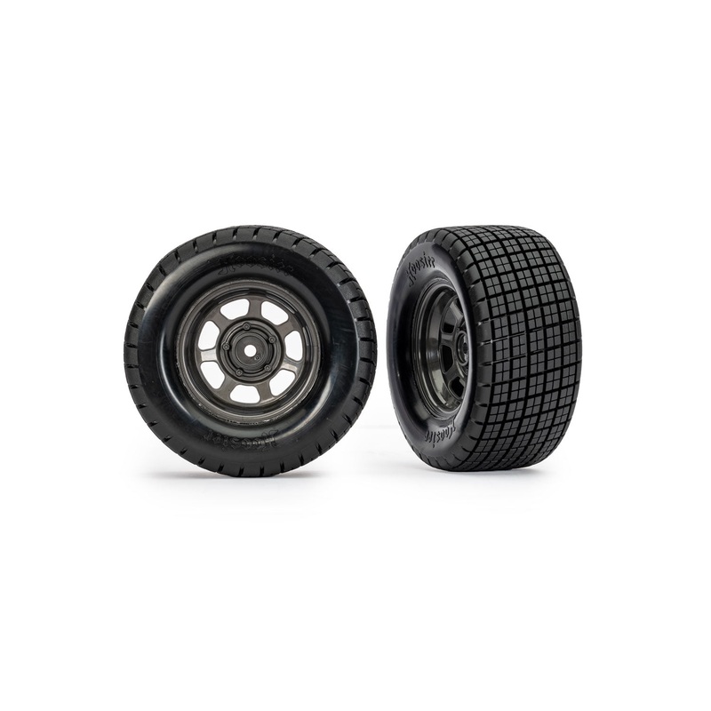 Traxxas T&W Assm., Glued ( Dirt Oval, Graphite Gray Wheels, Hoosier Tires, Foam Inserts (Copy)