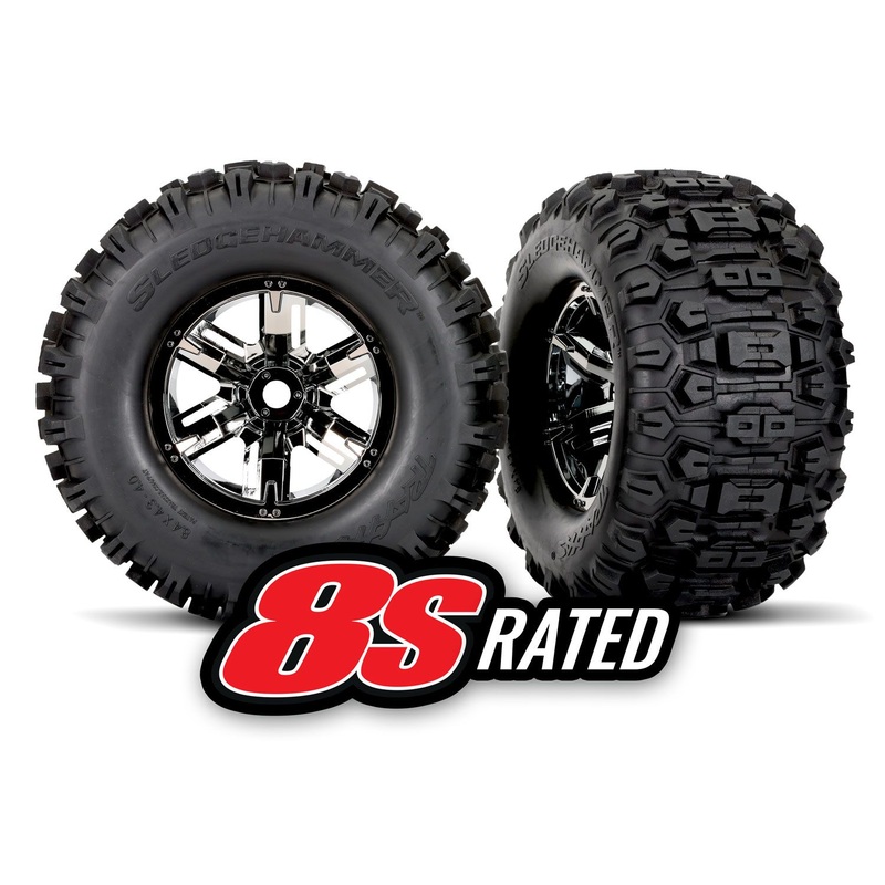 Traxxas T&W Black Chrome Wheel SLDHMR Tire L&R