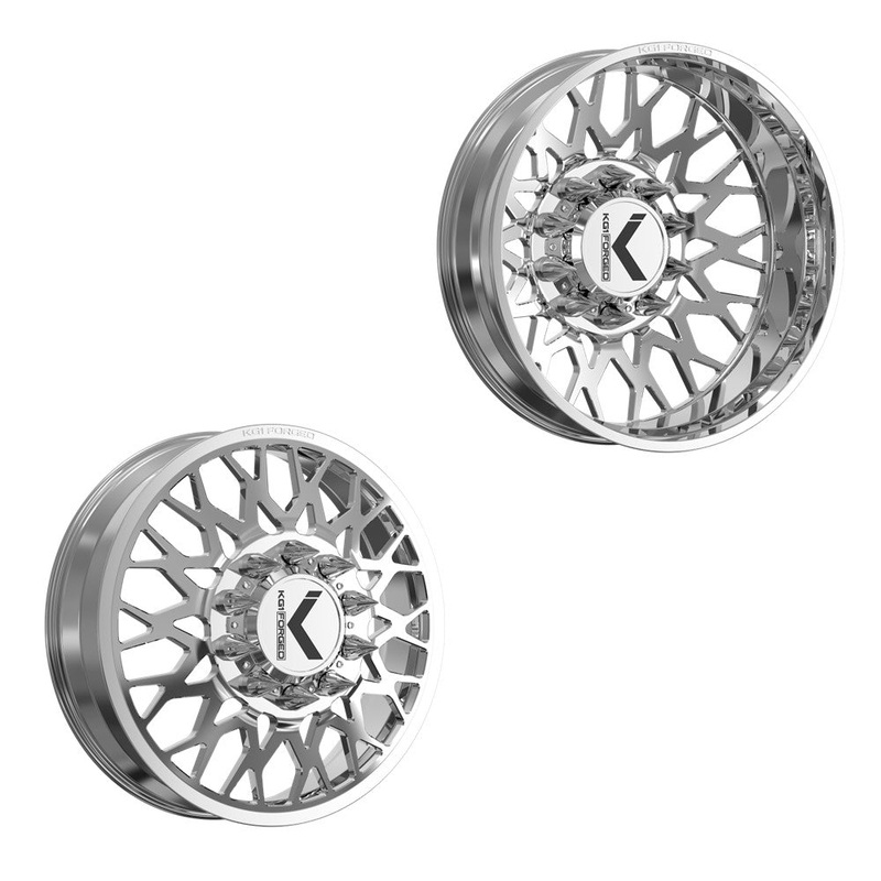 22×8.25 KG1 Forged KD019 Torture-D Polished 05-UP FORD DUALLY Wheels 8×200 Set of 6 (Lug Nuts/Adapters Included) Fits UP to 13.50 tire