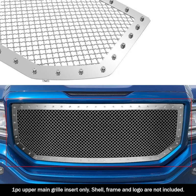 APS GR07LFC62S Main Upper Rivet Grille Fits 2016-2018 GMC Sierra 1500