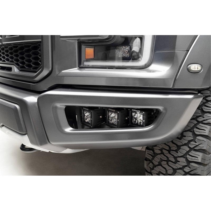 ZROADZ Z325672 Black Mild Steel Front Bumper OEM Fog LED Bracket Fits 2017-2020 Ford F-150 Raptor