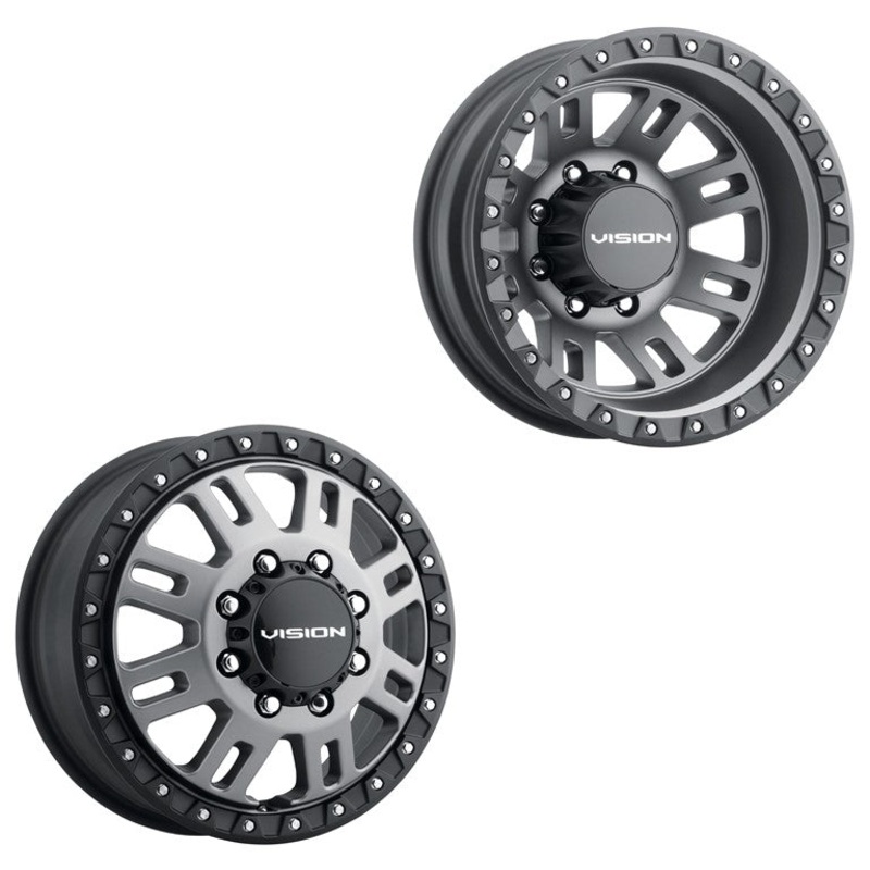 17×6.5 Vision 408 Manx 2 DUALLY Satin Grey 11-UP GM Wheels 8×210 Set of 4 (Fits Stock Tire Sizing)