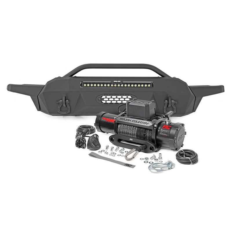 Front Bumper | Hybrid | 20″ Blk LED | 9500-Lb Winch Syn | Toyota Tacoma (16-23)