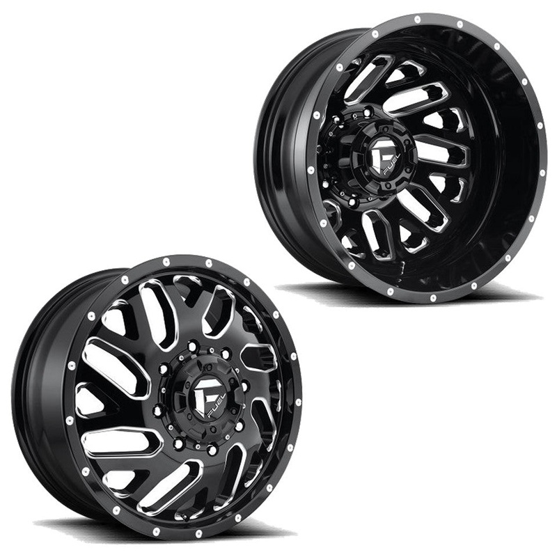 22×8.25 D581 Fuel Triton Black Milled PRE-11 GM DUALLY Wheels 8×6.5 Set of 6 (Fits UP to 13.50 tire)
