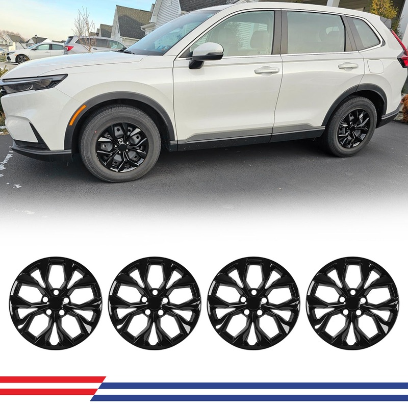 WINJET 17′ Hubcaps Wheel Rims Cover for 2023-2025 HONDA CR-V LX model – Black Lacquer
