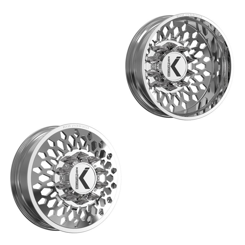 26×8.25 KG1 Forged KD066 Glitz-D Polished PRE-11 GM PRE-19 DODGE DUALLY Wheels 8×6.5 Set of 6 (Lug Nuts/Adapters Included) Fits UP to 13.50 tire