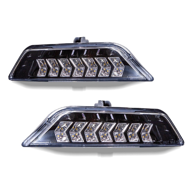 For 2015-2017 Ford Mustang Coupe & Convertible/Ford Shelby GT350 LED Sequential Turn Signal/Parking Lights – Glossy Black / Clear