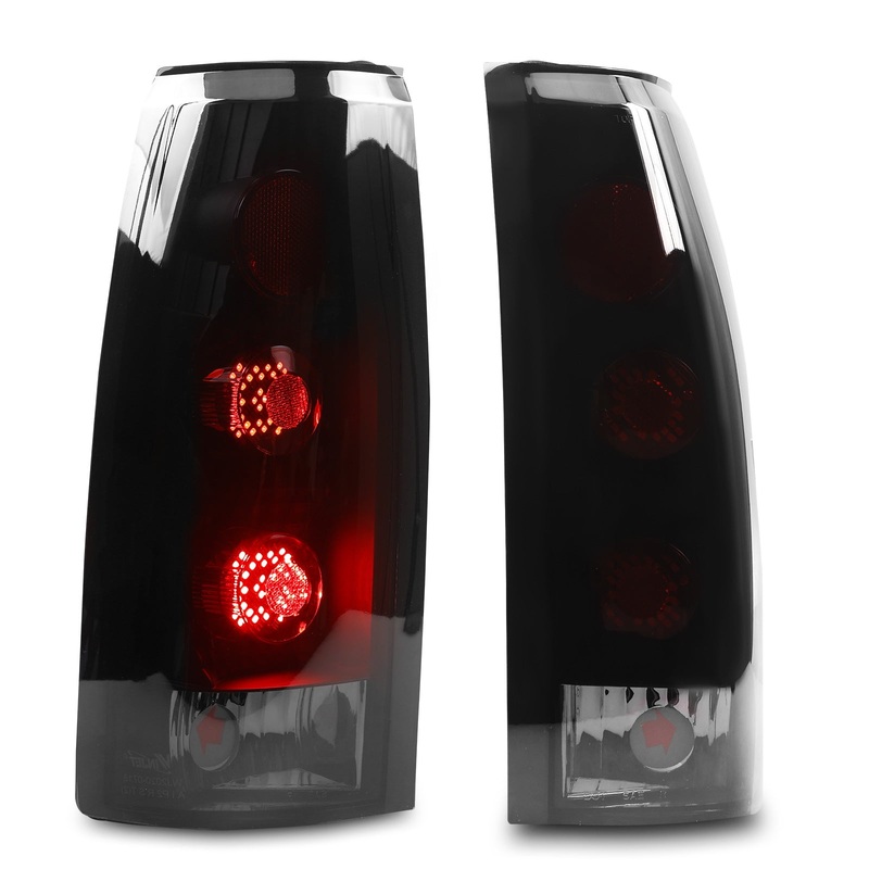 For Chevrolet 88-99 CK/92-99 Suburban/92-94 Blazer/95-00 Tahoe; GMC 88-99 CK/92-99 Suburban/92-99 Yukon; Cadillac 99-00 Escalade LED Taillight  – Matte Black/ Smoke