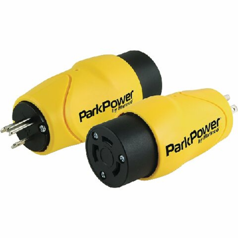 Marinco ParkPower S15-30RV 15 Amp, 125V Straight-Blade Male Plug to 30 Amp, 125V Locking Female Side One-piece Twist-Lock Adapter