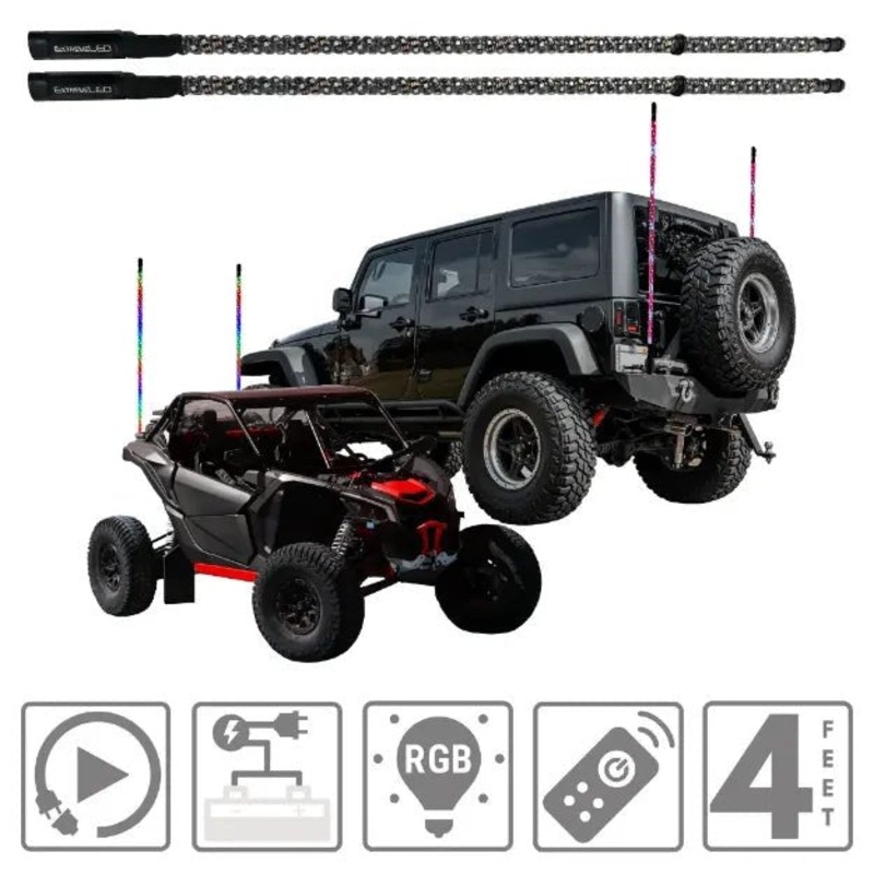 Extreme LED RGB Whip Light (Set of 2)