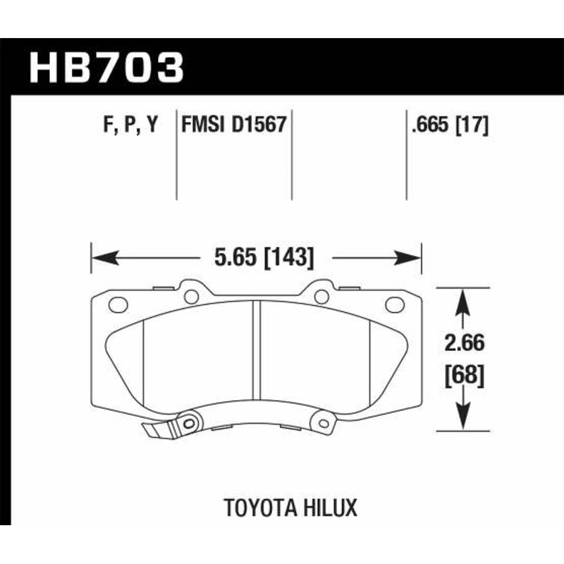 Hawk Performance HB703Y.665 LTS Disc Brake Pad Fits 05-13 Hilux