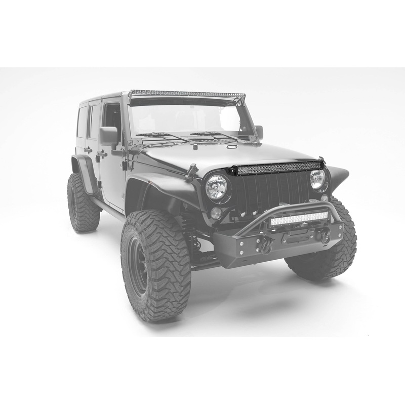 ZROADZ Z344821 Black Mild Steel Above Grille LED Bracket Fits 2007-2018 Jeep Wrangler JK Wrangler JKU