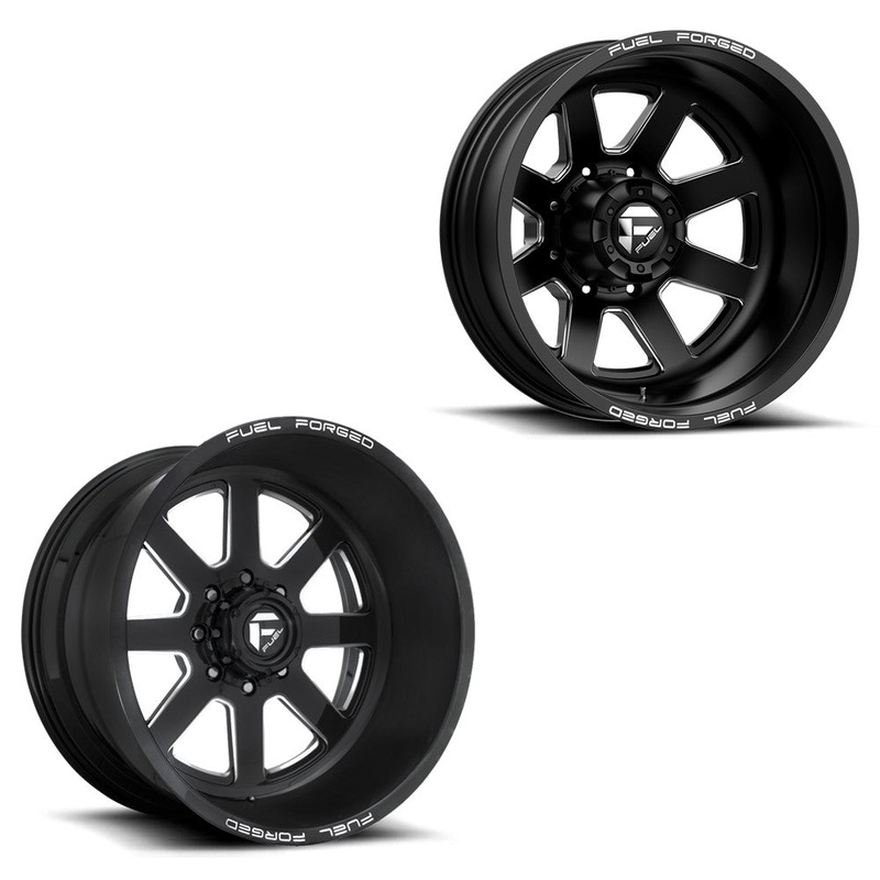 24×12 Fuel Forged FF09D Matte Black Milled 05-UP FORD DUALLY SUPER SINGLE Wheels 8 Lug Set of 6 (Fits UP to 13.50 tire)