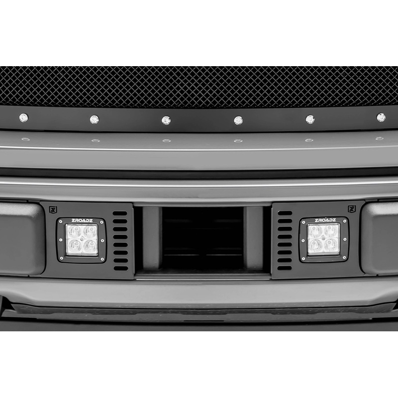 ZROADZ Z325711-KIT Black Mild Steel Front Bumper Center LED Kit Fits 2018-2020 Ford F-150 Lariat F-150 Limited