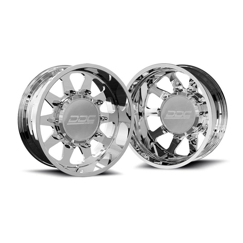 22×10 DDC Ten Pol 05-UP FORD FORGED DUALLY SINGLE Wheels 8 Lug Set of 6 (Lug Nuts AND Billet Lug Covers Included) Fits UP to 12.50 tire