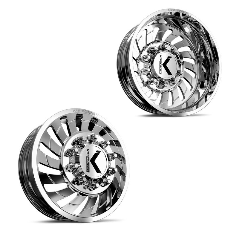 30×8.25 KG1 Forged KD005 Razor Polished Milled 11-UP GM DIRECTIONAL DUALLY Wheels 8×210 Set of 6 (Lug Nuts/Adapters Included) Fits UP to 13.50 tire