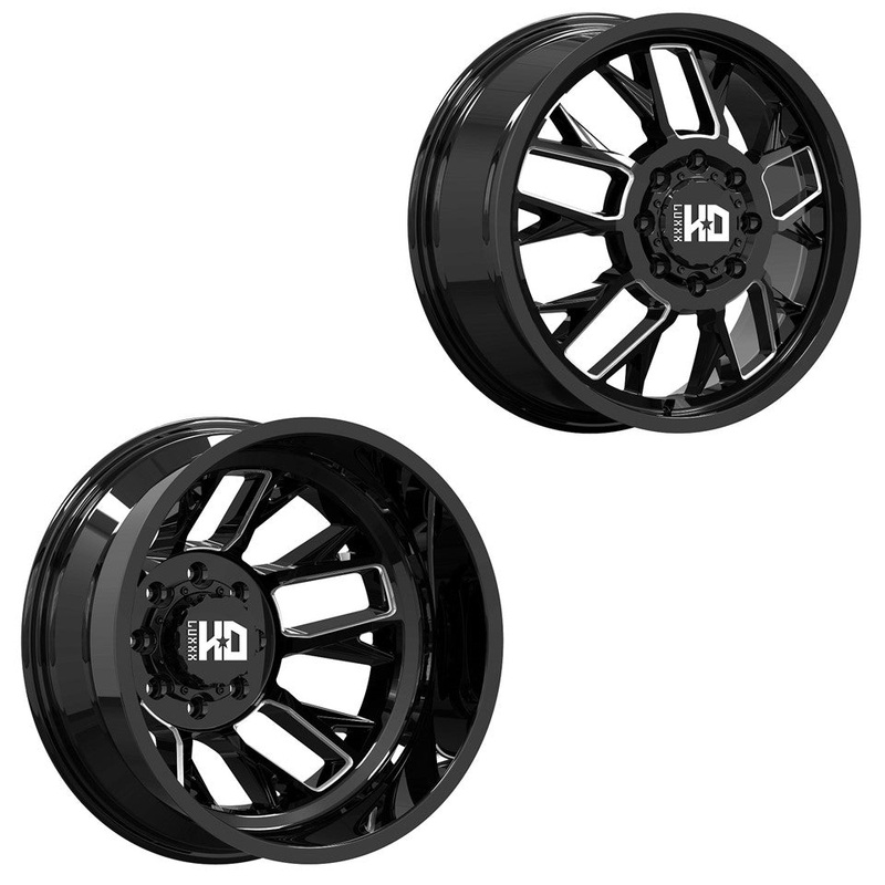 20×8.25 Luxxx LHD39 Blk Mill PRE-11 GM PRE-19 DODGE DUALLY Wheels 8×6.5 Set of 6 (Fits up to 12.50 Tire)
