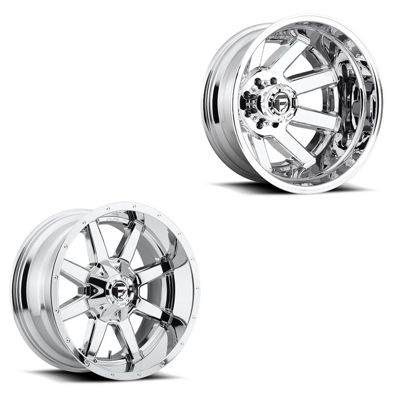 20×12 Fuel D536 Maverick Chrome Plated 11-UP GM DUALLY SUPER SINGLE Wheels 8×180/8×210 Set of 6 (Fits UP to 13.50 tire)