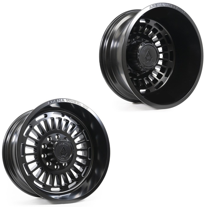 20×10 Arena A115 Tactic Satin Black 11-UP GM DUALLY SUPER SINGLE Wheels 8 Lug Set of 6 (Fits up to 12.50 tire)