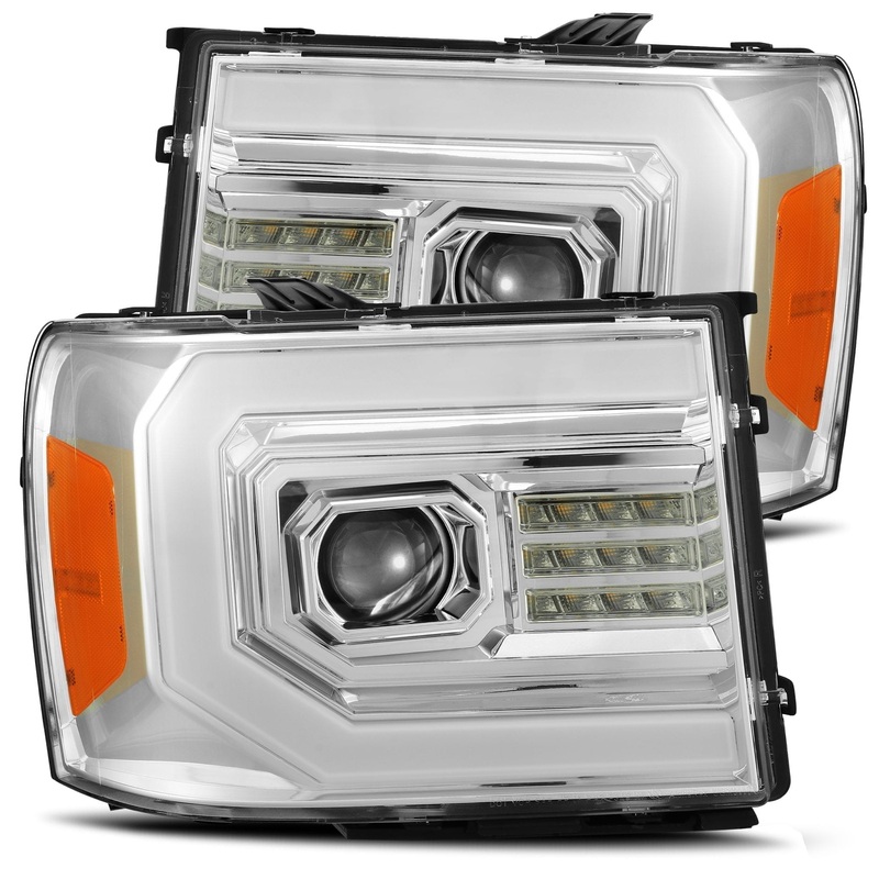 ALPHAREX 2007-2013 GMC Sierra PRO-Series Halogen Projector Headlights Chrome