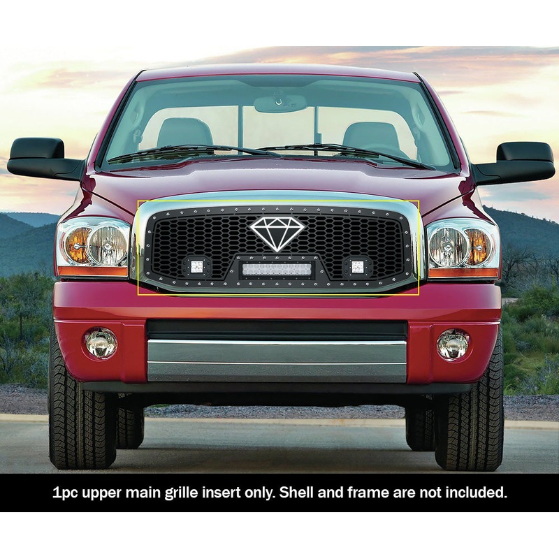 APS GR04LEC18L Main Upper Rivet Grille Fits 2006-2008 Ram 1500