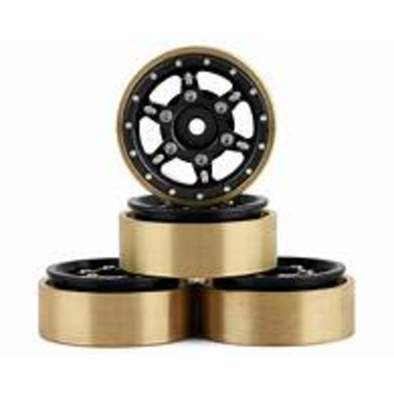Samix SCX24 Aluminum & Brass Adjustable Offset 1.0″ Beadlock Wheels (Black) (4) (23.75g)