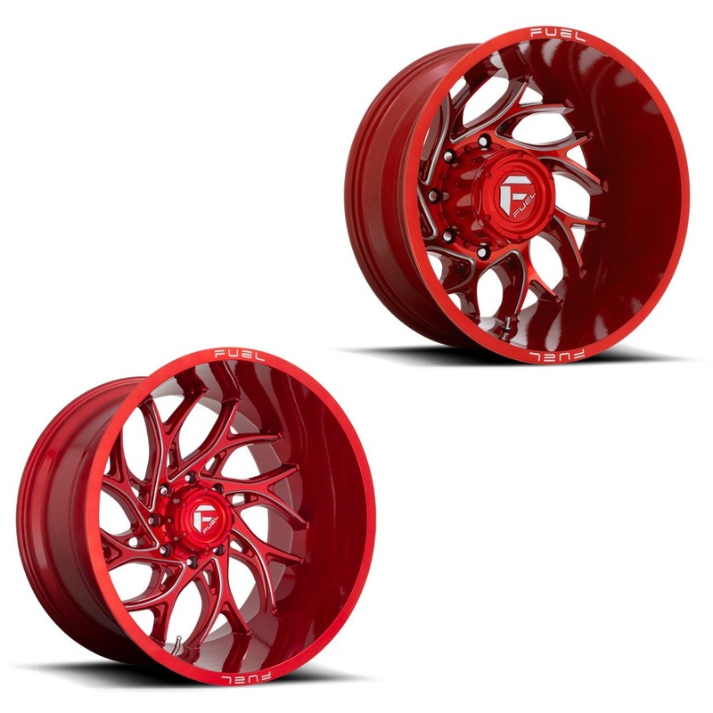 20×9 Fuel D742 Runner Candy Red Milled 05-UP FORD DUALLY SUPER SINGLE Wheels 8 Lug Set of 6 (Fits UP to 12.50 tire)