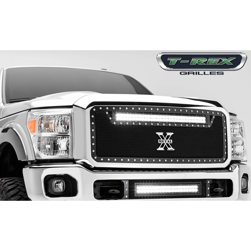 T-REX Grilles 6315461 Black Mild Steel Small Mesh Grille Fits 2011-2016 Ford F-250 F-350 F-450 F-550