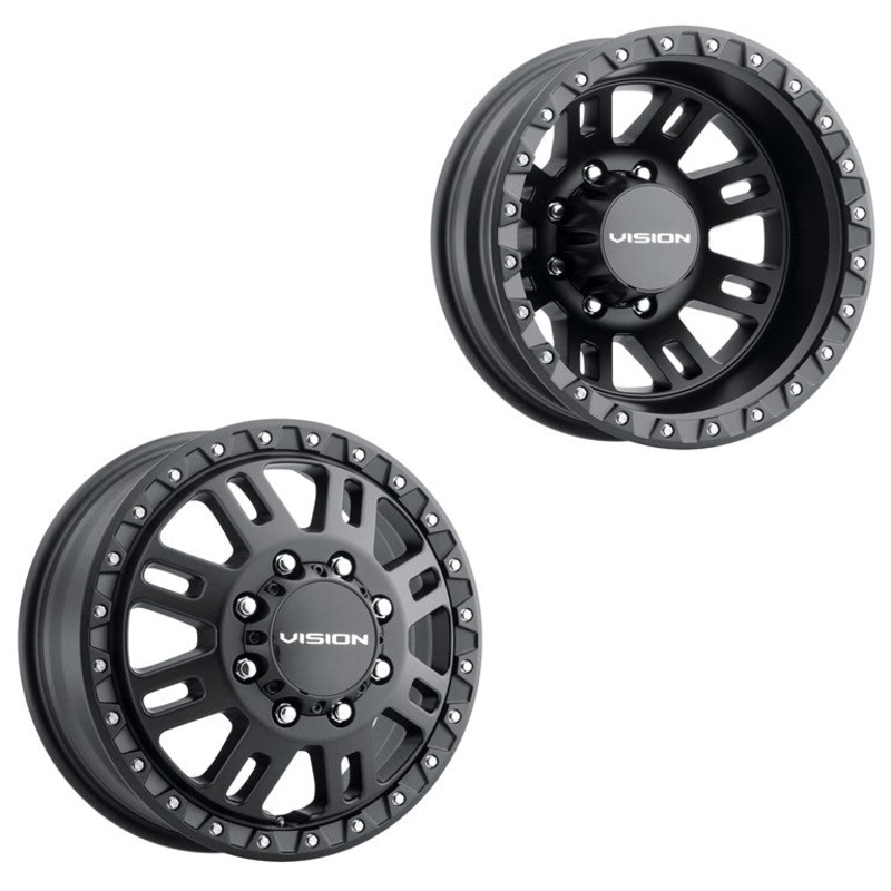 17×6.5 Vision 408 Manx 2 Dually Satin Black PRE-11 GM PRE-19 DODGE PRE-99 FORD DUALLY Wheels 8×6.5 Set of 4 (Fits Stock Tire Sizing)