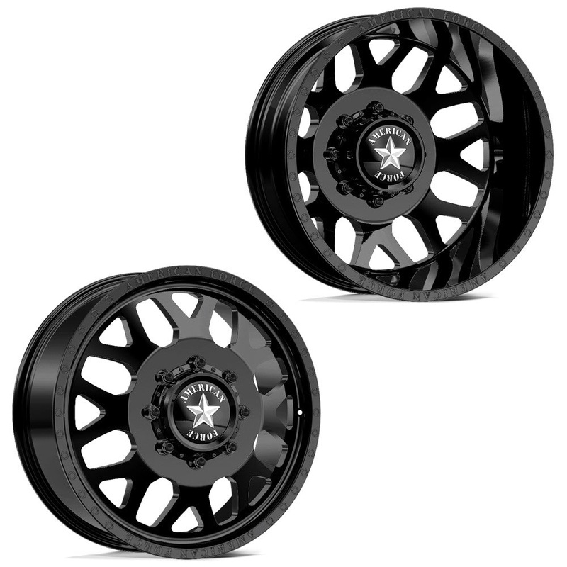 20×8.25 American Force DB03 Payload Black FORD/DODGE DUALLY Wheels 10×225 Set of 6 (Fits up to 12.50 tire)