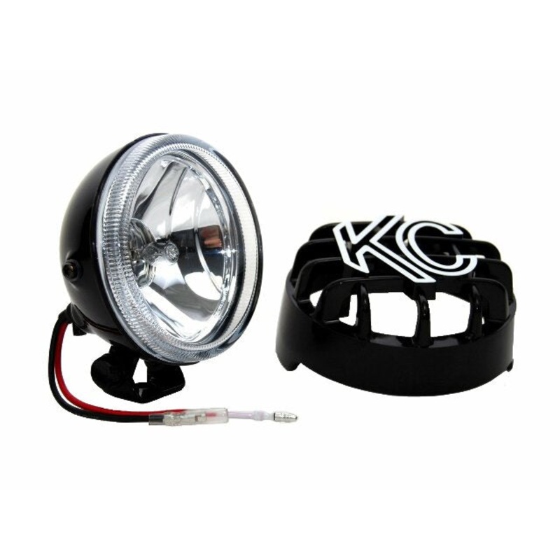 KC HiLiTES 1490 Rally 400 4″ 55w Single Driving Light with ABS Stone Guard, Black
