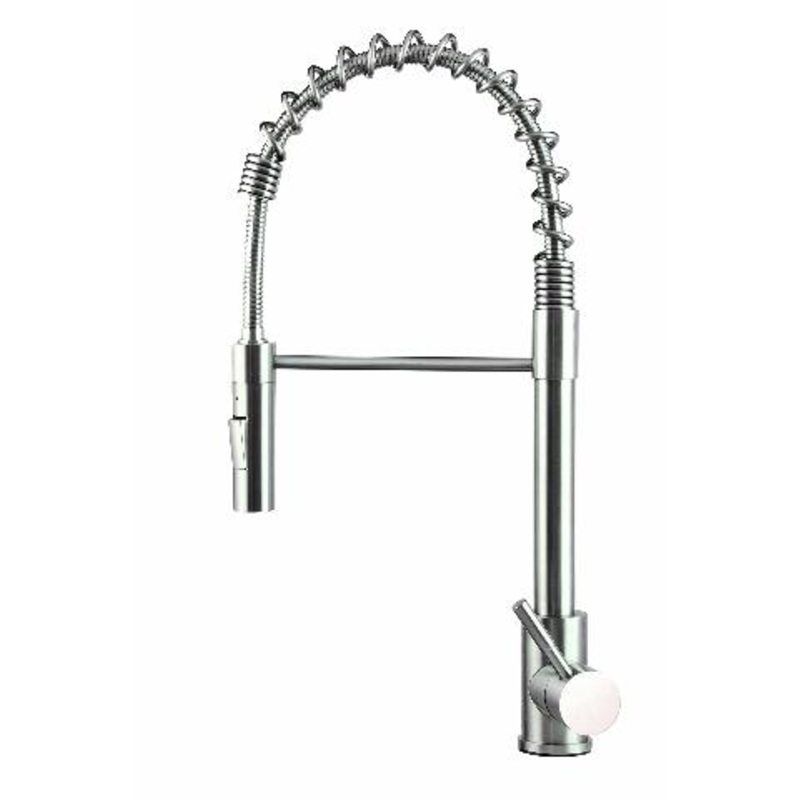 Lippert Flow Max Coiled Pull Down Kitchen Faucet for RVs and Residential – High-Arc Spout with Multi-Flow Spray, Single Handle Control, and Easy Install – Durable Stainless Steel Construction