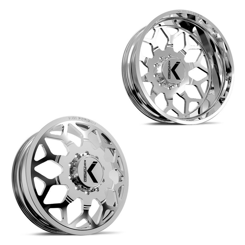 22×8.25 KG1 Forged KD016 Luxor Polished FORD F-450/F-550 DODGE 4500/5500 DUALLY Wheels 10×225 Set of 6 (Fits UP to 12.50 tire)