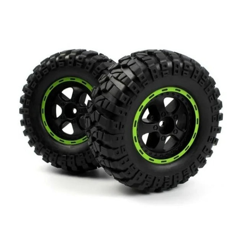 BlackZon Smyter Desert Wheels/Tires Assembled (Black/Green)