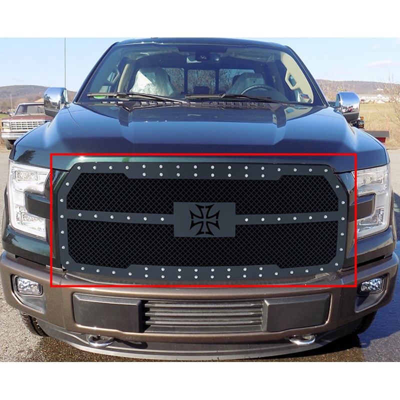 APS GR06LFC10G Main Upper Rivet Grille Fits 2015-2017 Ford F-150
