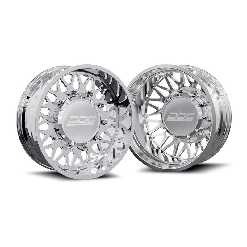 22×10 DDC Mesh Pol FORD F-450/F-550 DODGE 4500/5500 FORGED DUALLY SUPER SINGLE Wheel 10 Lug Set of 6 (Lug Nuts AND Billet Lug Covers Included) Fits UP to 12.50 tire