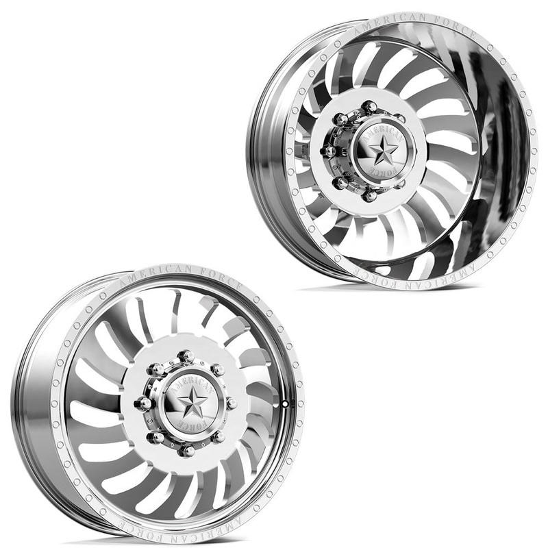 24×8.25 American Force DB06 Wave Polished PRE-11 GM DUALLY Wheels 8×6.5 Set of 6 (Fits up to 12.50 tire)