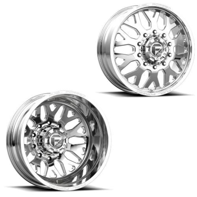 24×8.25 Fuel Forged FF19D Polished FORD F-450/F-550 DODGE 4500/5500 DUALLY Wheels 10×225 Set of 6 (Fits UP to 13.50 tire)