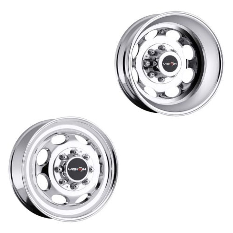 19.5×6.75 Vision 181NR Hauler Dually Chrome 11-UP GM Wheels 8×210 Set of 6 (Fits Stock Tire Sizing)