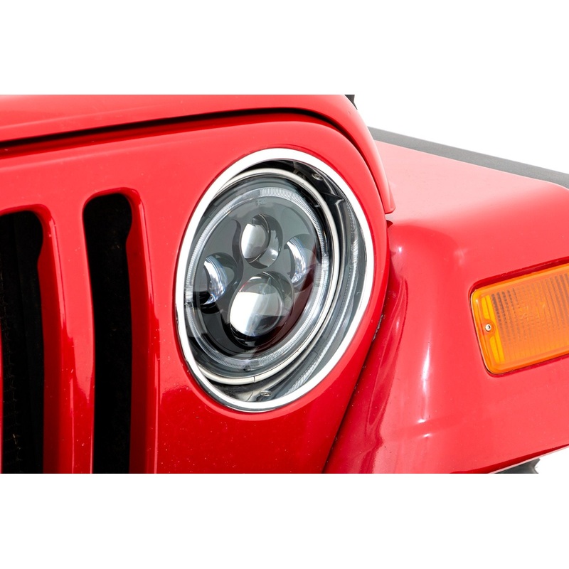 7 Inch DRL Halo LED Headlights | DOT Approved | Jeep Wrangler TJ 4WD (1997-2006)