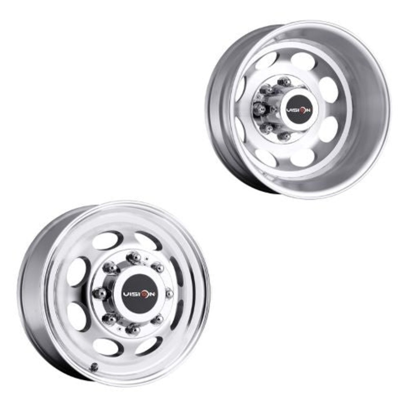 19.5×6.75 Vision 181NR Hauler Dually Machined 11-UP GM Wheels 8×210 Set of 6 (Fits Stock Tire Sizing)