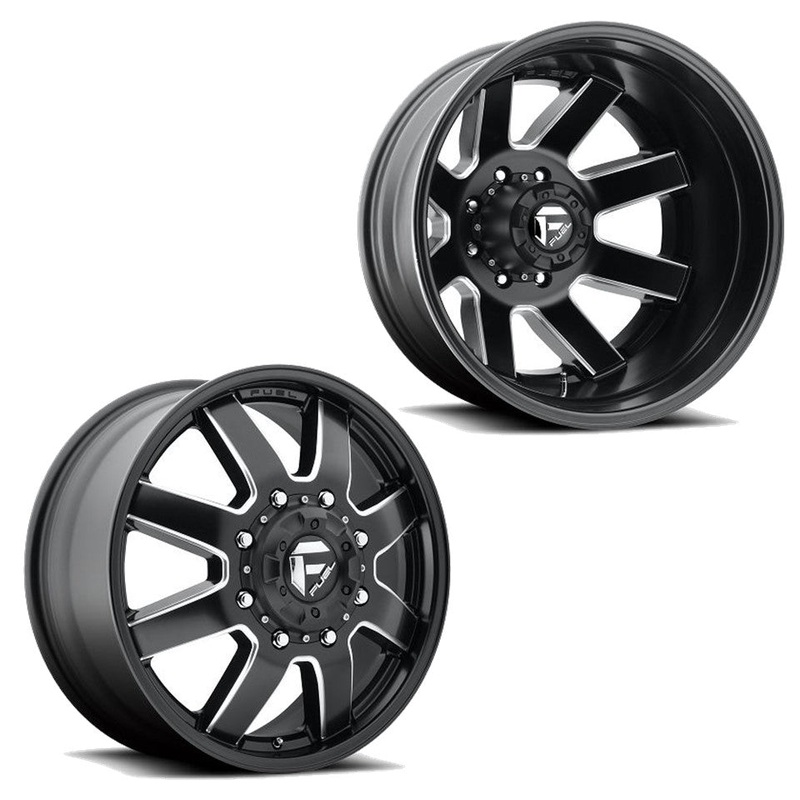 20×8.25 D538 Fuel Maverick Black Milled 11-UP GM Dually Wheels 8×210 Set of 6 (Fits UP to 13.50 tire)