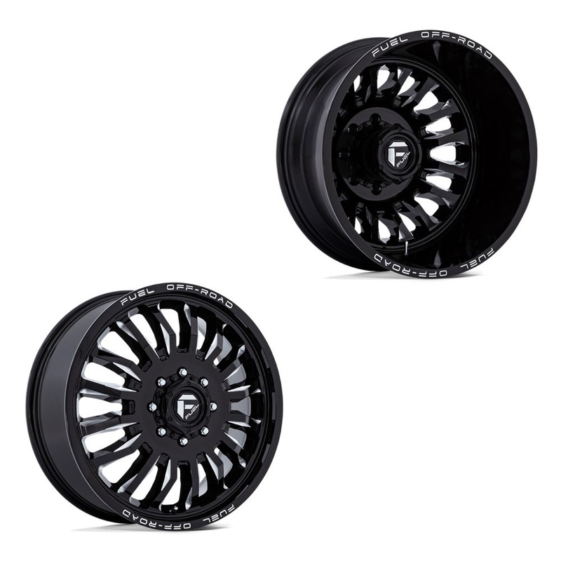 20×8.25 Fuel Off-Road D868 Arc Gloss Black Milled 99-04 FORD DUALLY Wheels 8×170 Set of 6 (Fits UP to 13.50 tire)