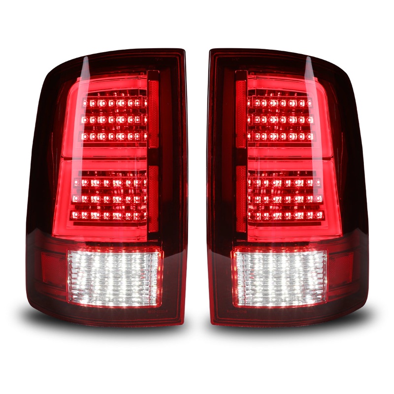 For 2009-2018 Dodge Ram 1500 2500 3500 and 2019-2023 Ram 1500 Classic LED Tail Lights – Chrome/Red