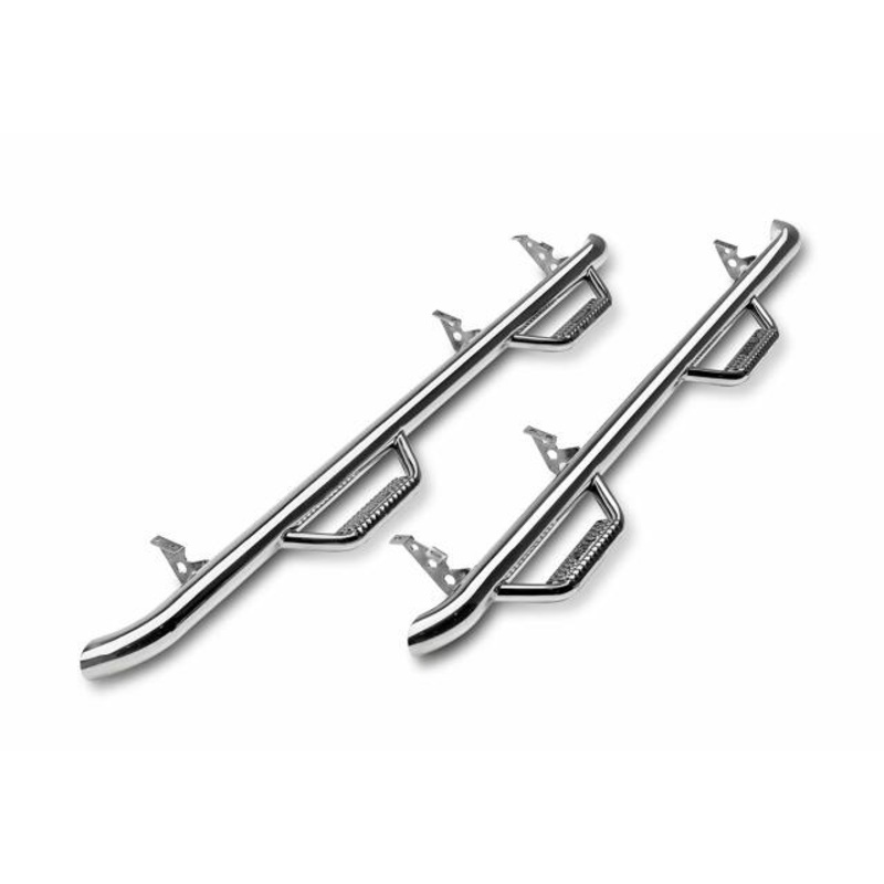 N-FAB J0764-SS Polished Stainless Steel Nerf Steps; Wheel 2 Wheel Jeep Wrangler JK 4 Door all 07-18
