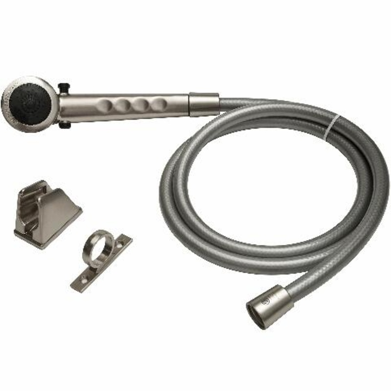 Dura Faucet DF-SA130-SN Economical Shower Head Hose Kit – Handheld Replacement RV Shower Head Wand – Universal Water Saving Shower Head with Flow Control Trickle Switch (Brushed Satin Nickel)