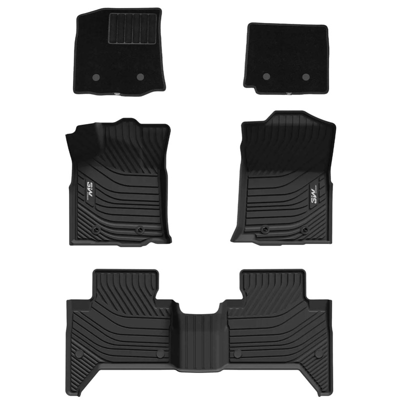 3WLINERS 2016-2023 Toyota Tacoma Double Cab TPE Material & All-Weather Protection Custom Floor Mats with Front Carpets