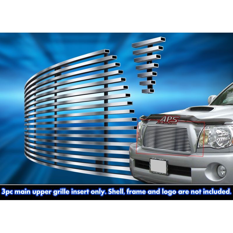 APS GR20HED60C Main Upper Stainless Steel Billet Grille Fits 2005-2010 Toyota Tacoma