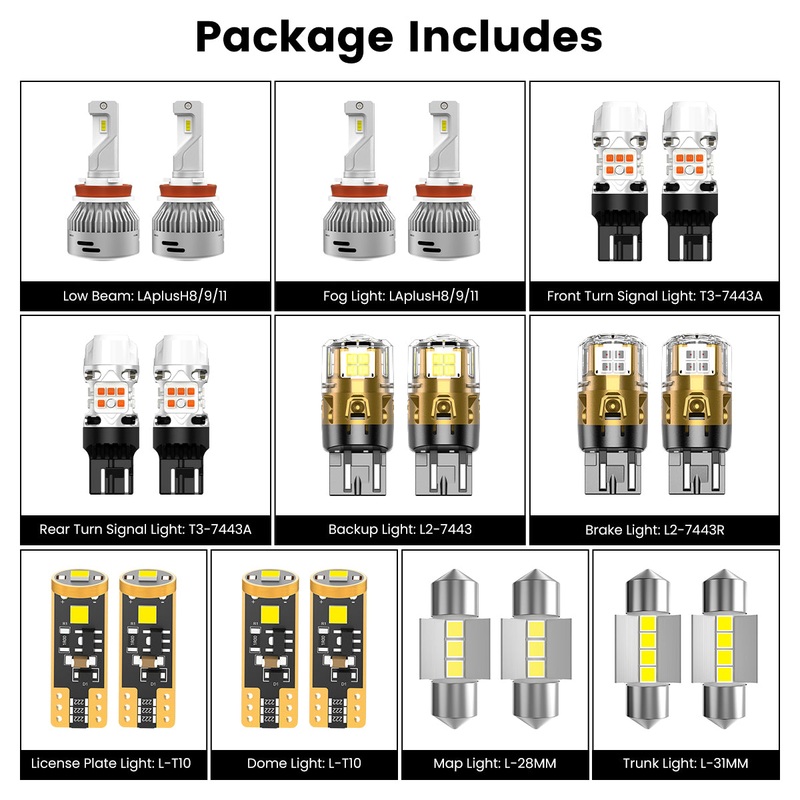 Fit for 2014-2016 Mazda Mazda3 Hatchback Sport LED Bulbs H11 Exterior Interior Lights