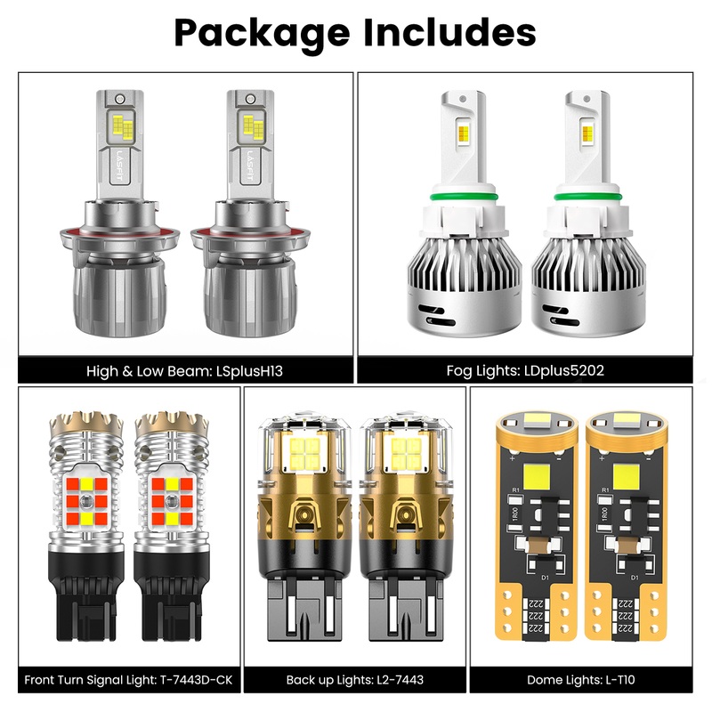 Fit for 2017-2025 Jeep Wrangler Sport H13 LED Bulbs Exterior Lights